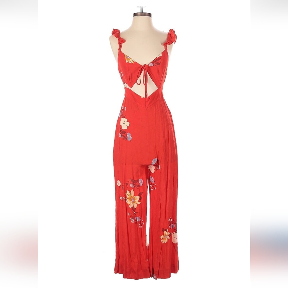Capulet Red Floral Cutout Jumpsuit - Size XS